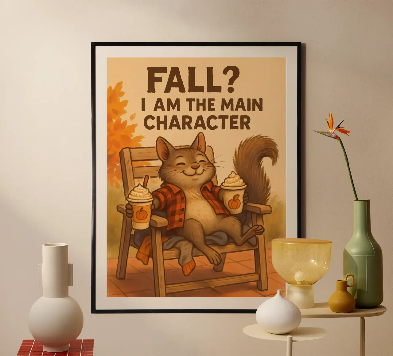 Meme divertido de ardilla poster con marco de plástico de Funny Humor Art