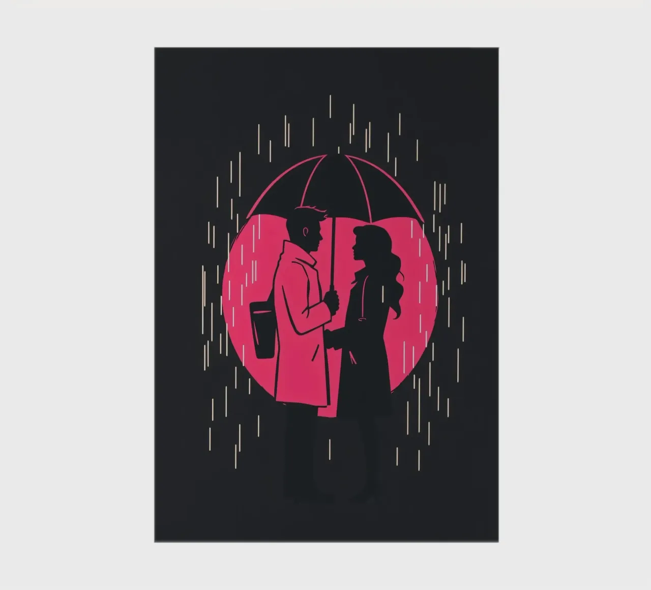 A romantic encounter under an umbrella in the rain notebook by DesignDoodle
