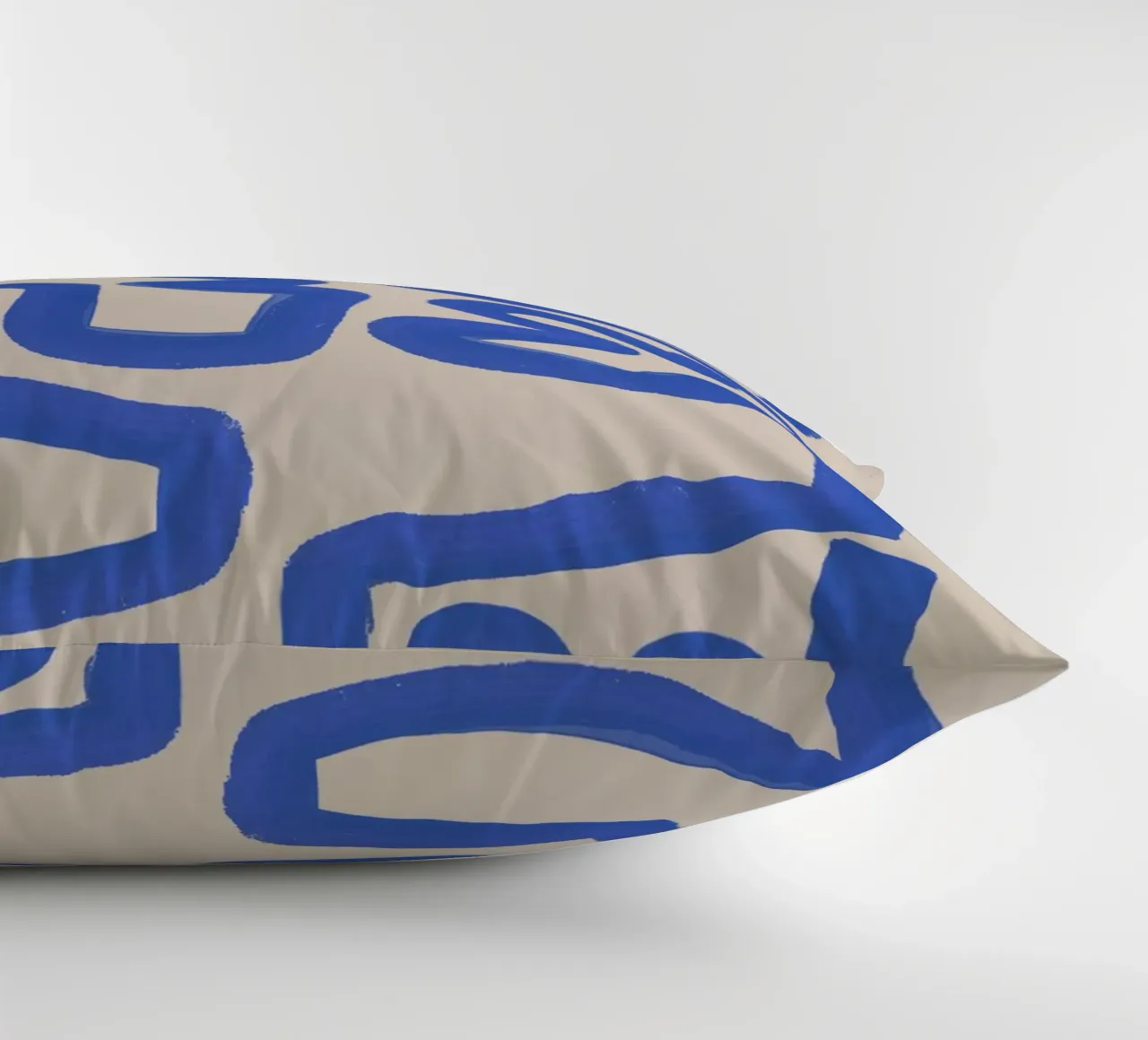 Abstract cobalt line deco 03 decorative cushion by Little Dean