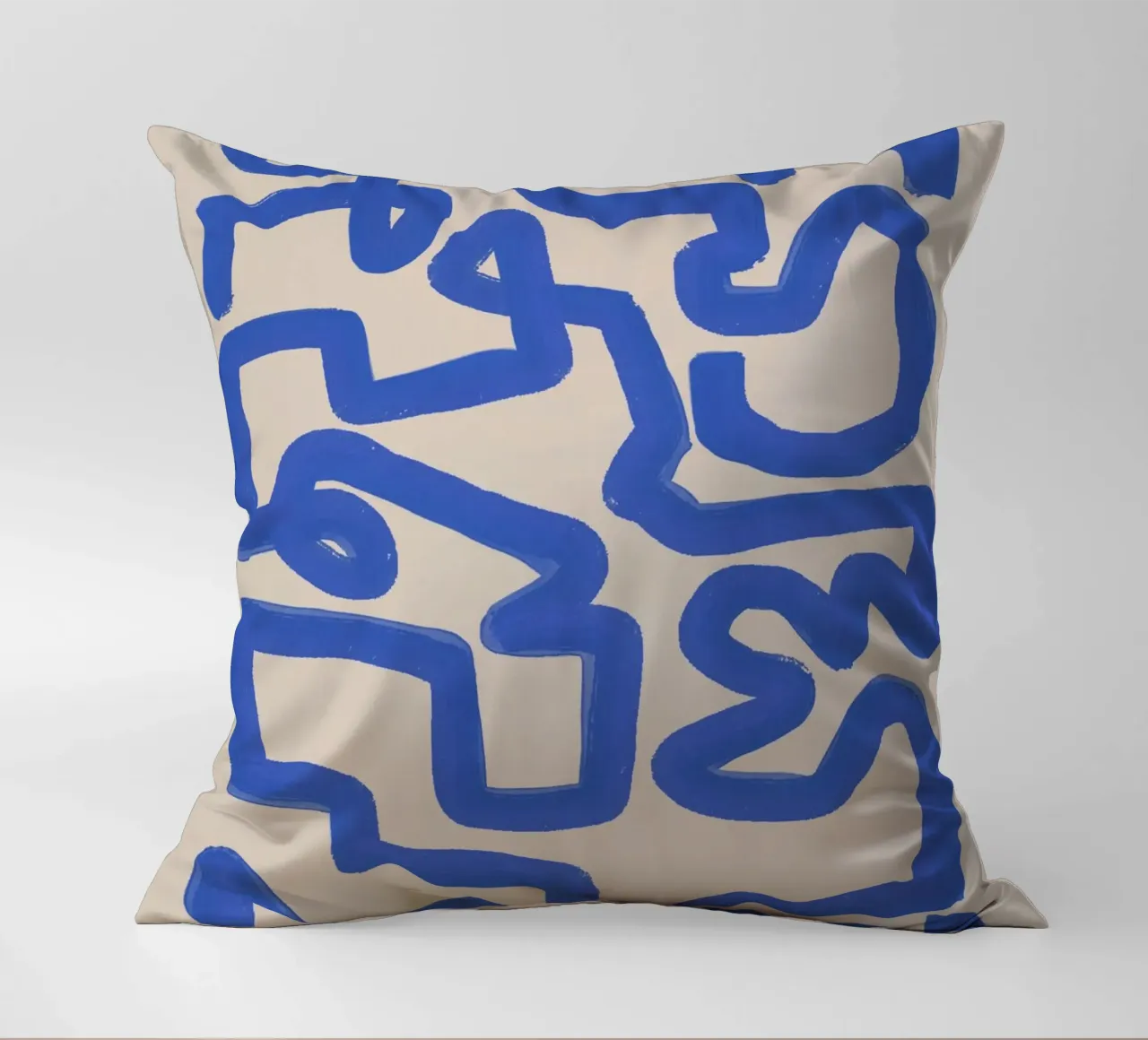 Abstract cobalt line deco 03 decorative cushion by Little Dean
