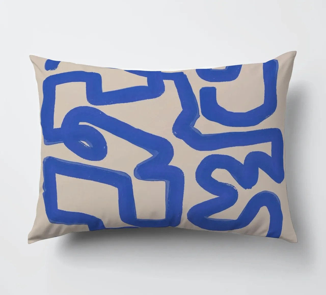 Abstract cobalt line deco 03 decorative cushion by Little Dean