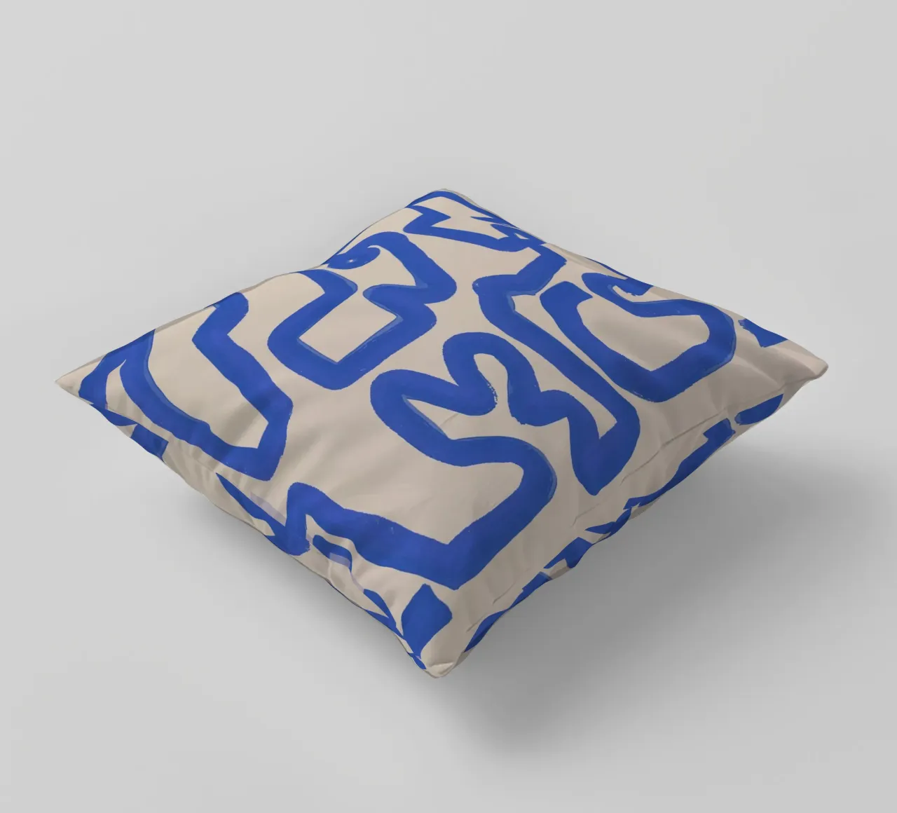Abstract cobalt line deco 03 decorative cushion by Little Dean