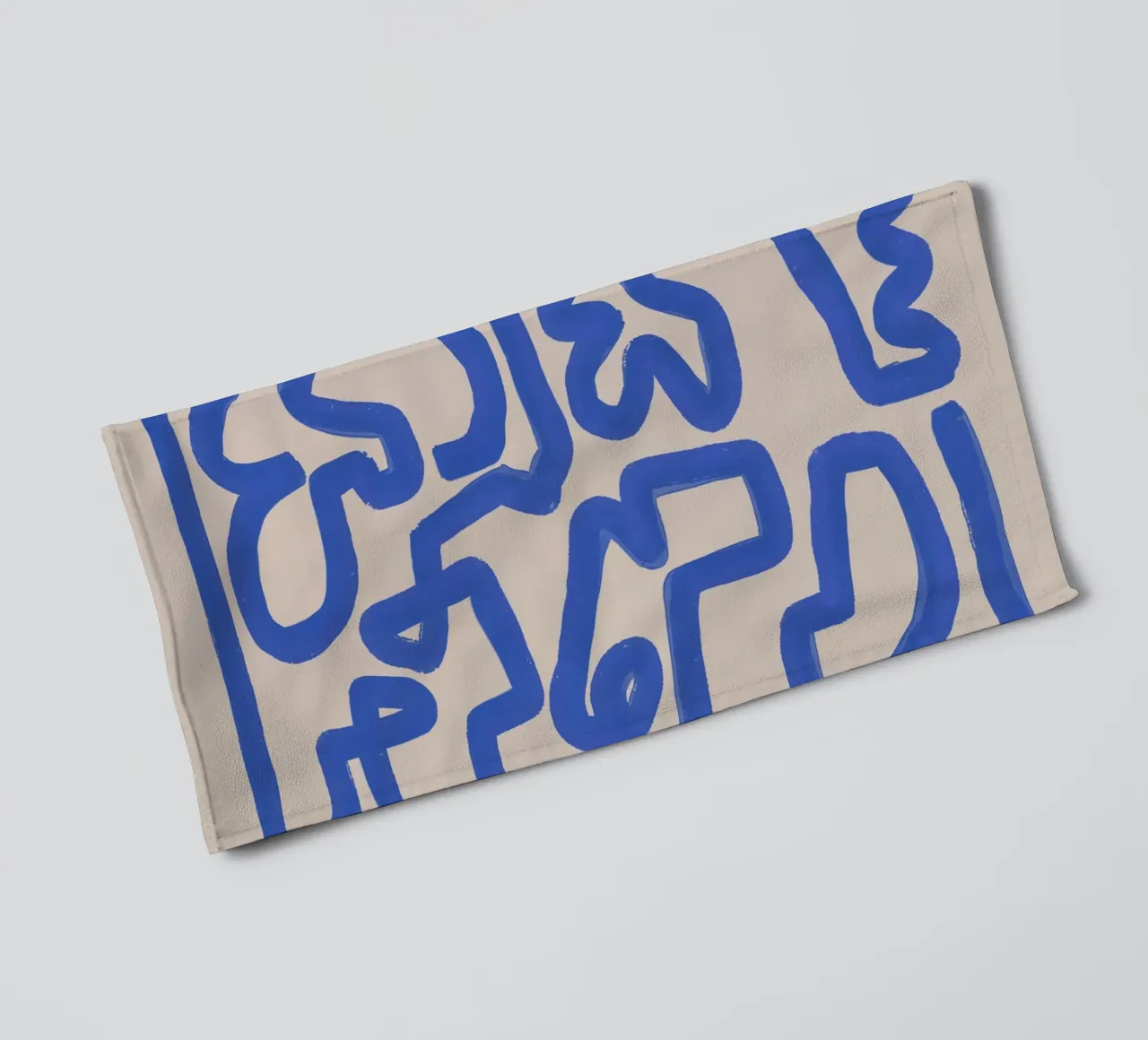 Abstract cobalt line deco 03 towel by Little Dean