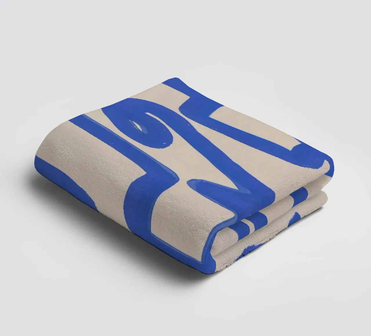 Abstract cobalt line deco 03 towel by Little Dean