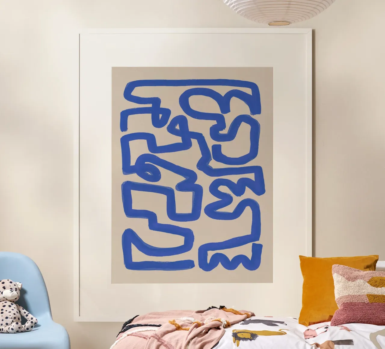 Abstract cobalt line deco 03 hahnemühle by Little Dean