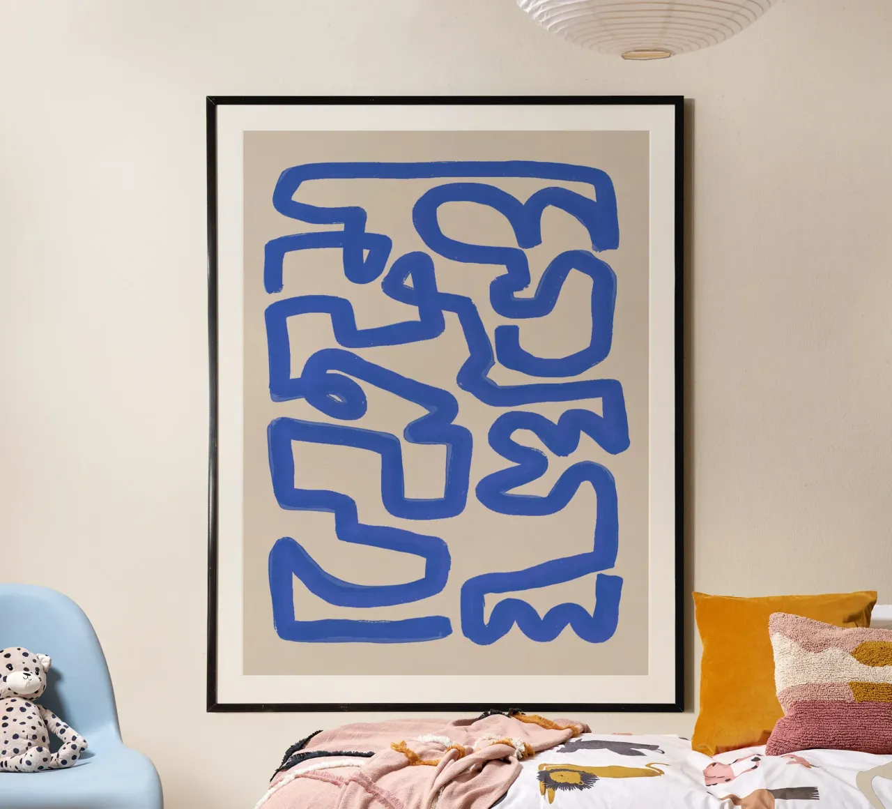 Abstract cobalt line deco 03 hahnemühle by Little Dean