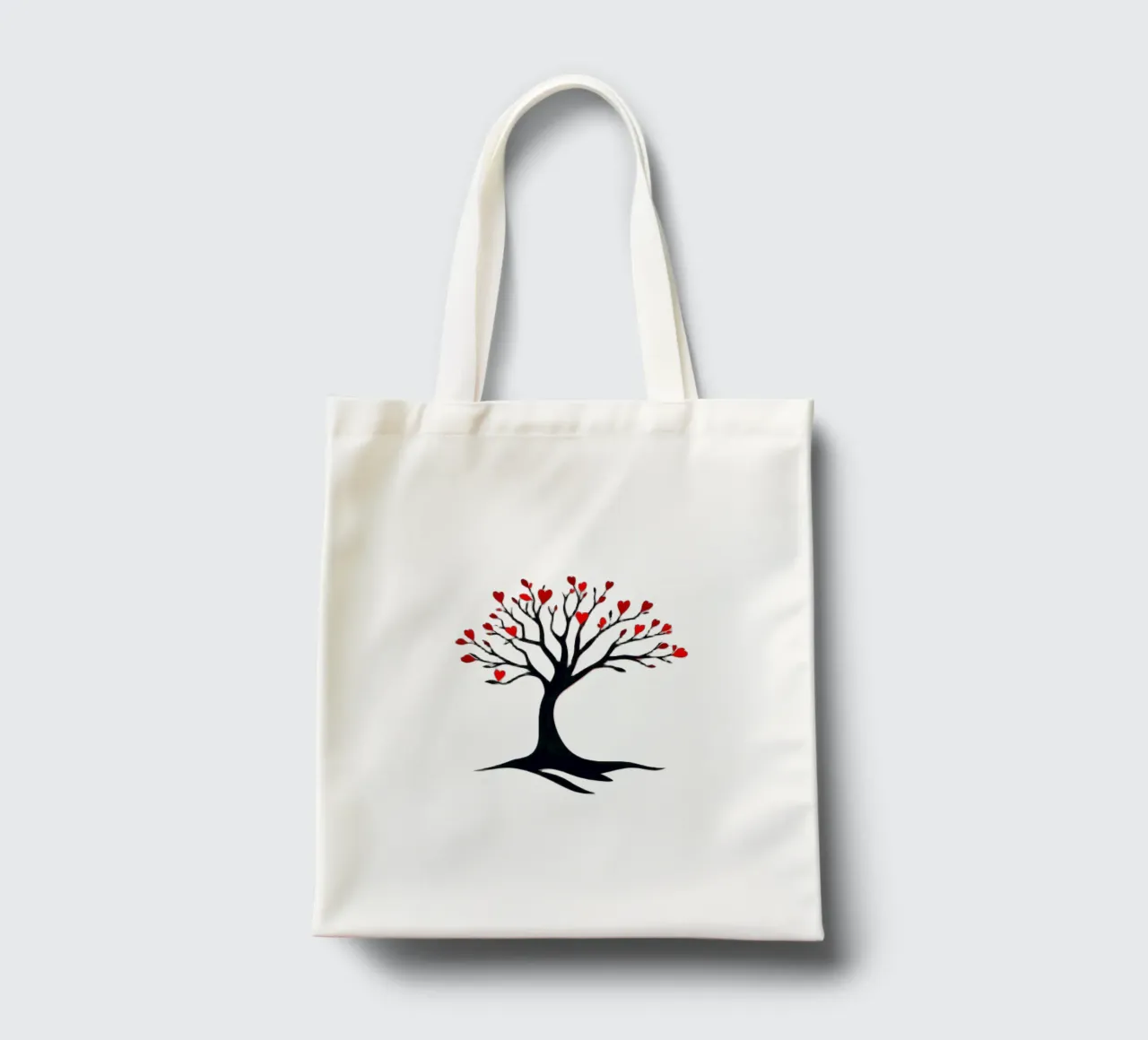 albero con foglie a forma di cuore che simboleggia amore e connessione borsa in juta da DesignDoodle