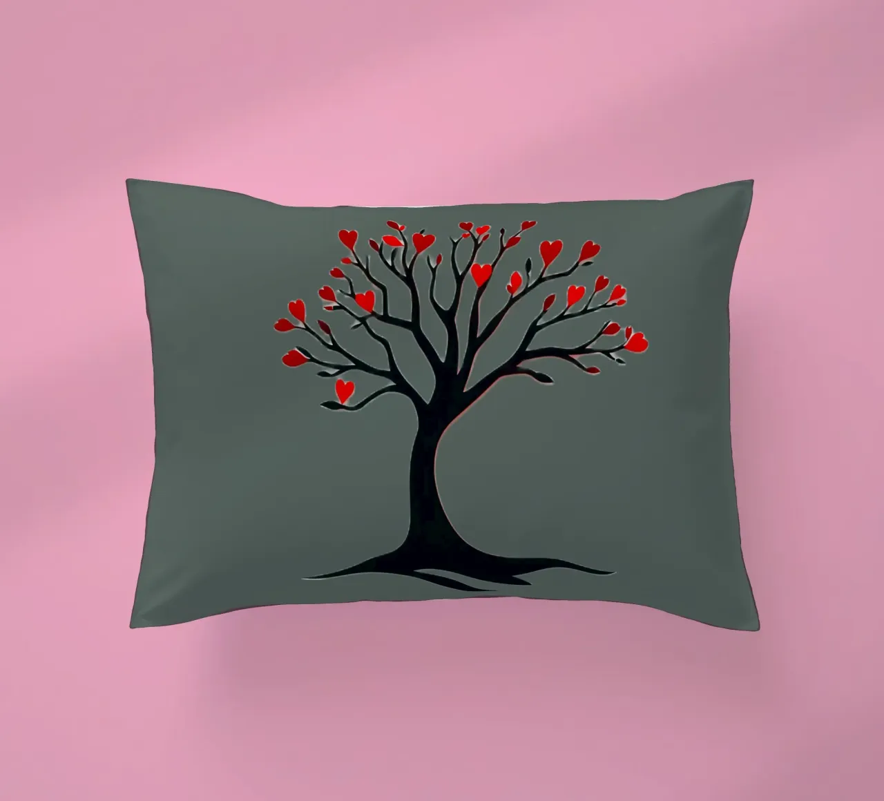 albero con foglie a forma di cuore che simboleggia amore e connessione cuscino da DesignDoodle