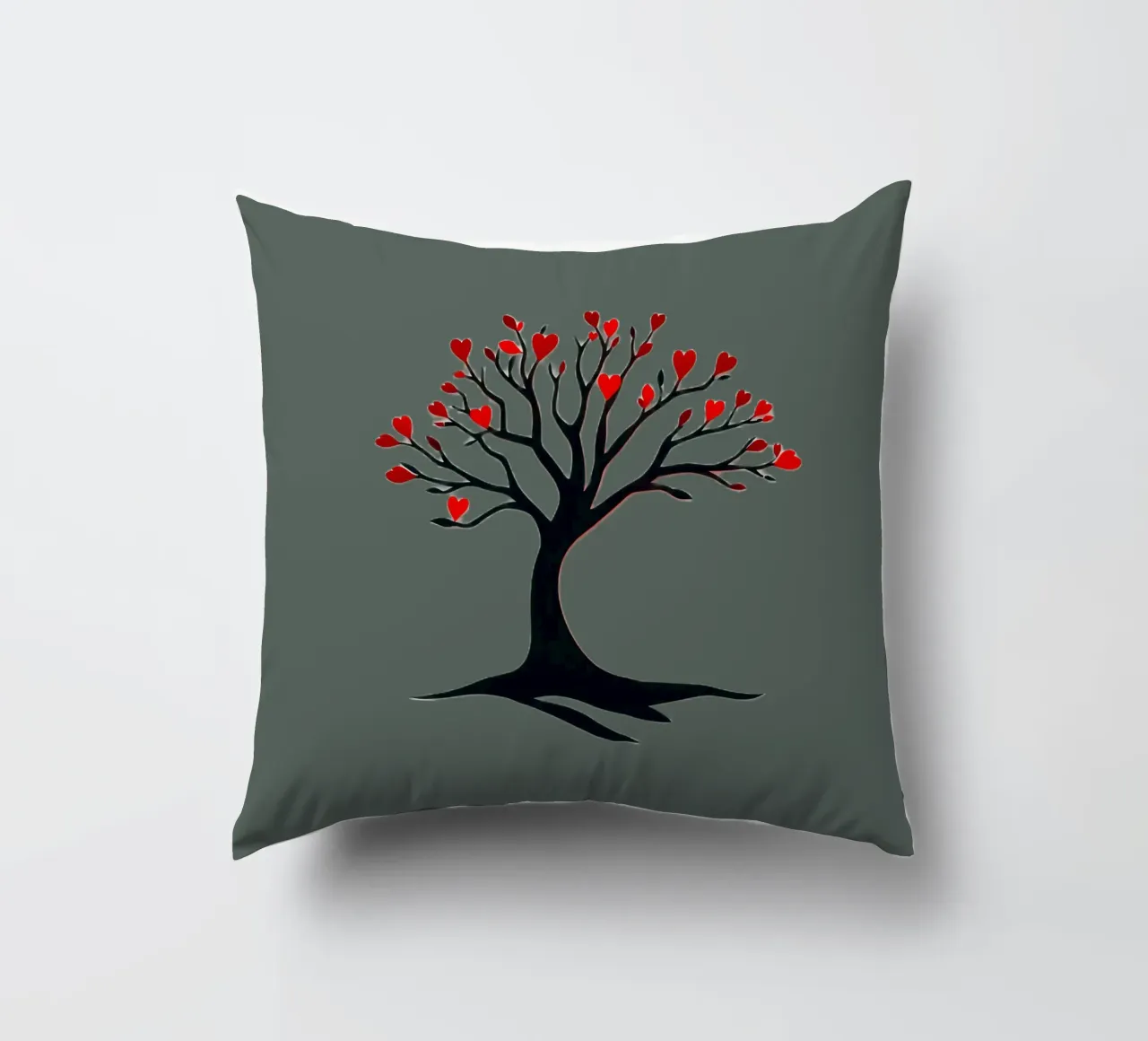 albero con foglie a forma di cuore che simboleggia amore e connessione cuscino da DesignDoodle