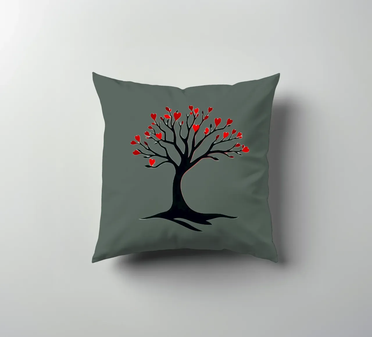 albero con foglie a forma di cuore che simboleggia amore e connessione cuscino da DesignDoodle
