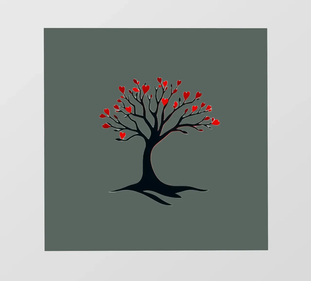 albero con foglie a forma di cuore che simboleggia amore e connessione pellicola backlit da DesignDoodle