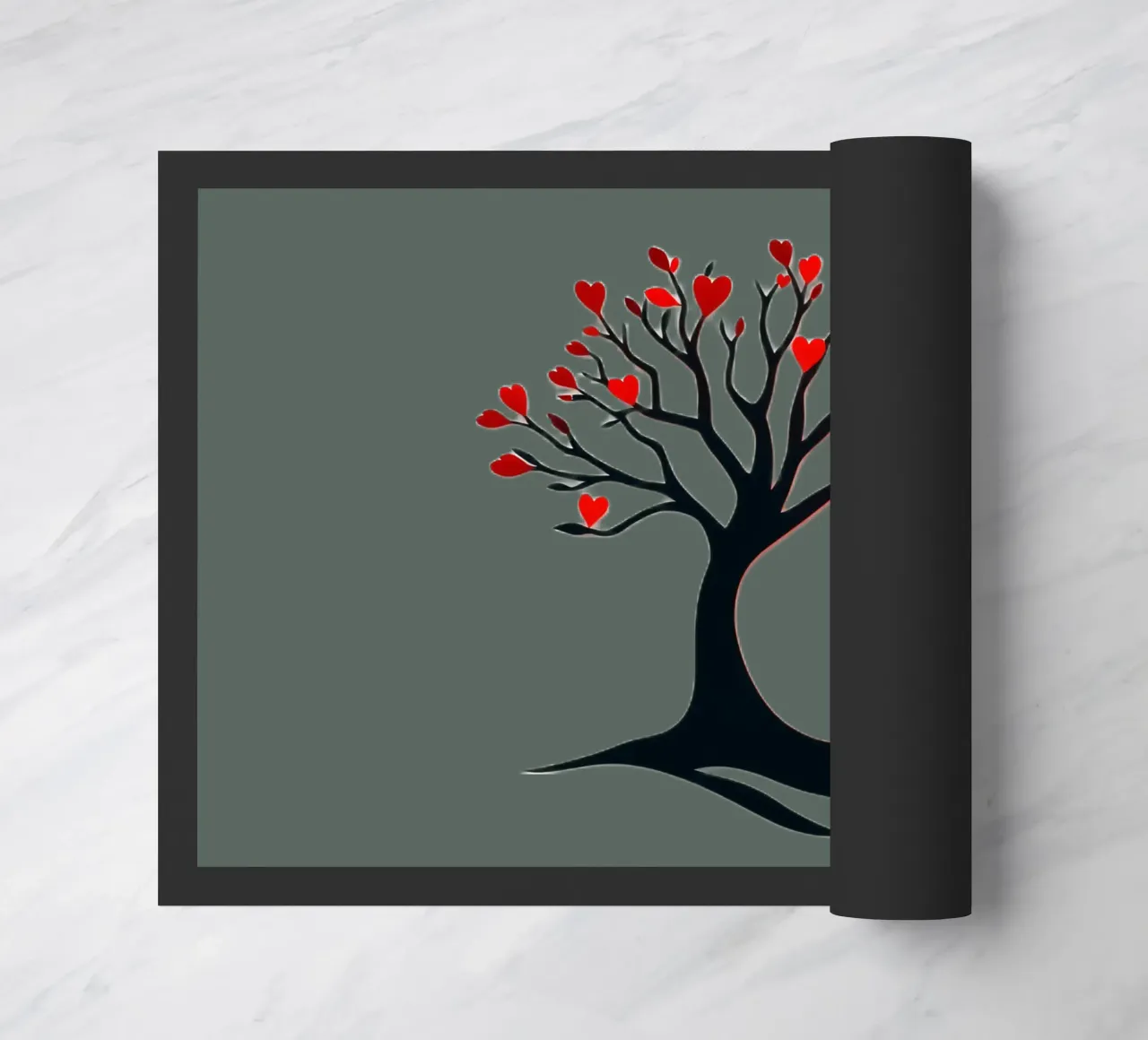 albero con foglie a forma di cuore che simboleggia amore e connessione zerbino da DesignDoodle