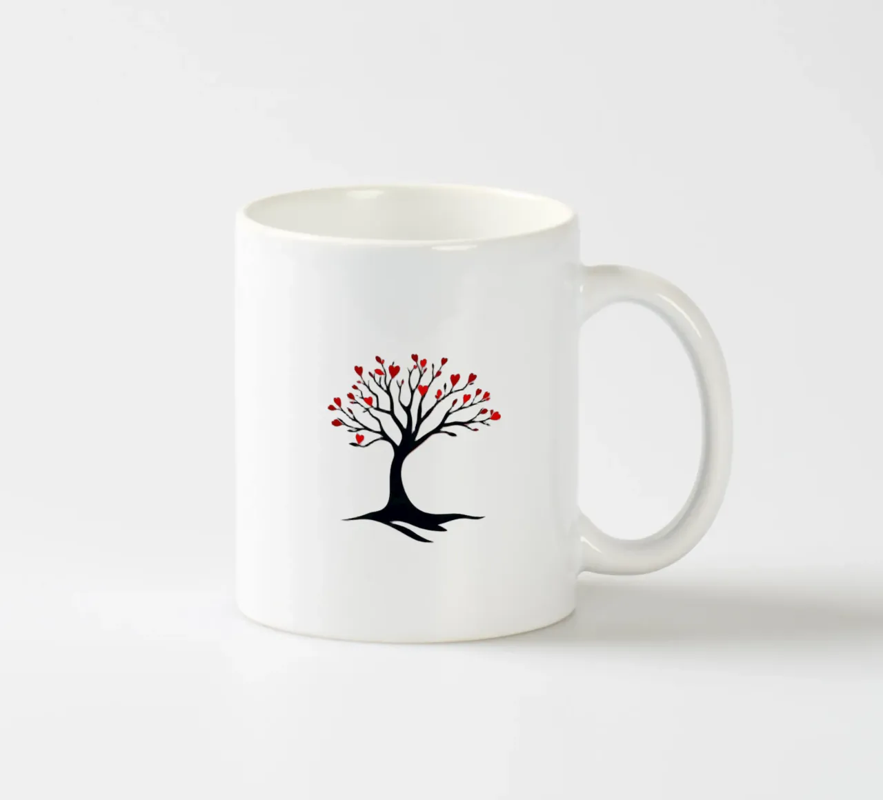 albero con foglie a forma di cuore che simboleggia amore e connessione tazza in ceramica da DesignDoodle