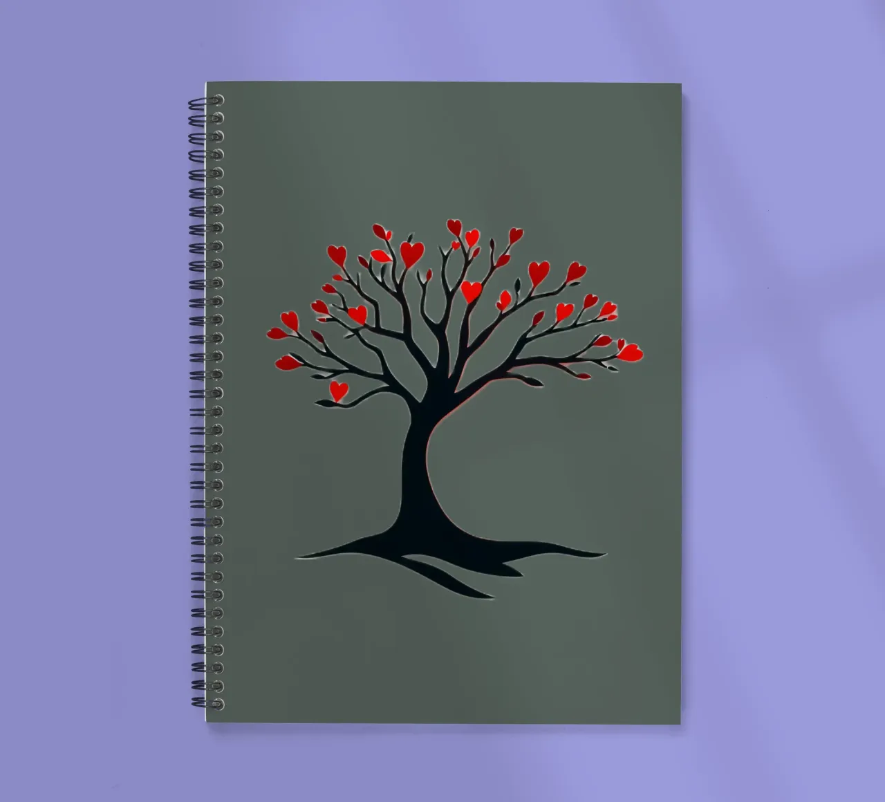 tree with heart shaped leaves symbolizing love & connection spiral notebook by DesignDoodle