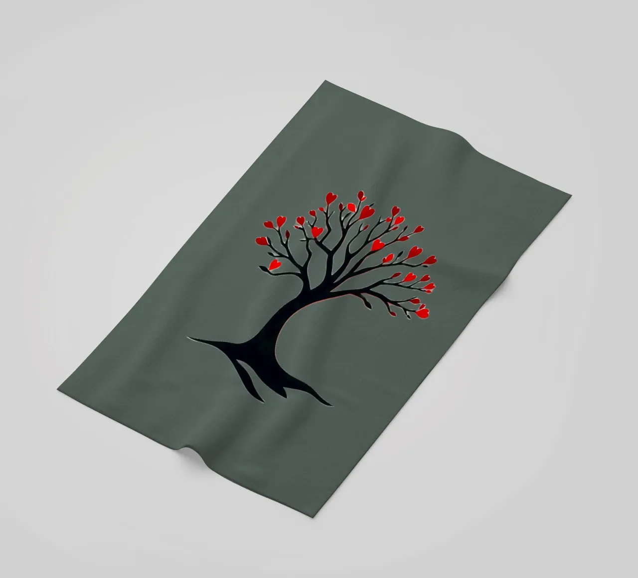 albero con foglie a forma di cuore che simboleggia amore e connessione telo mare da DesignDoodle