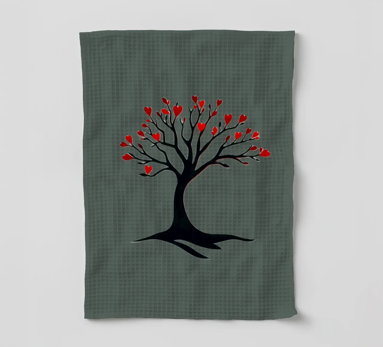 albero con foglie a forma di cuore che simboleggia amore e connessione canovaccio da cucina da DesignDoodle