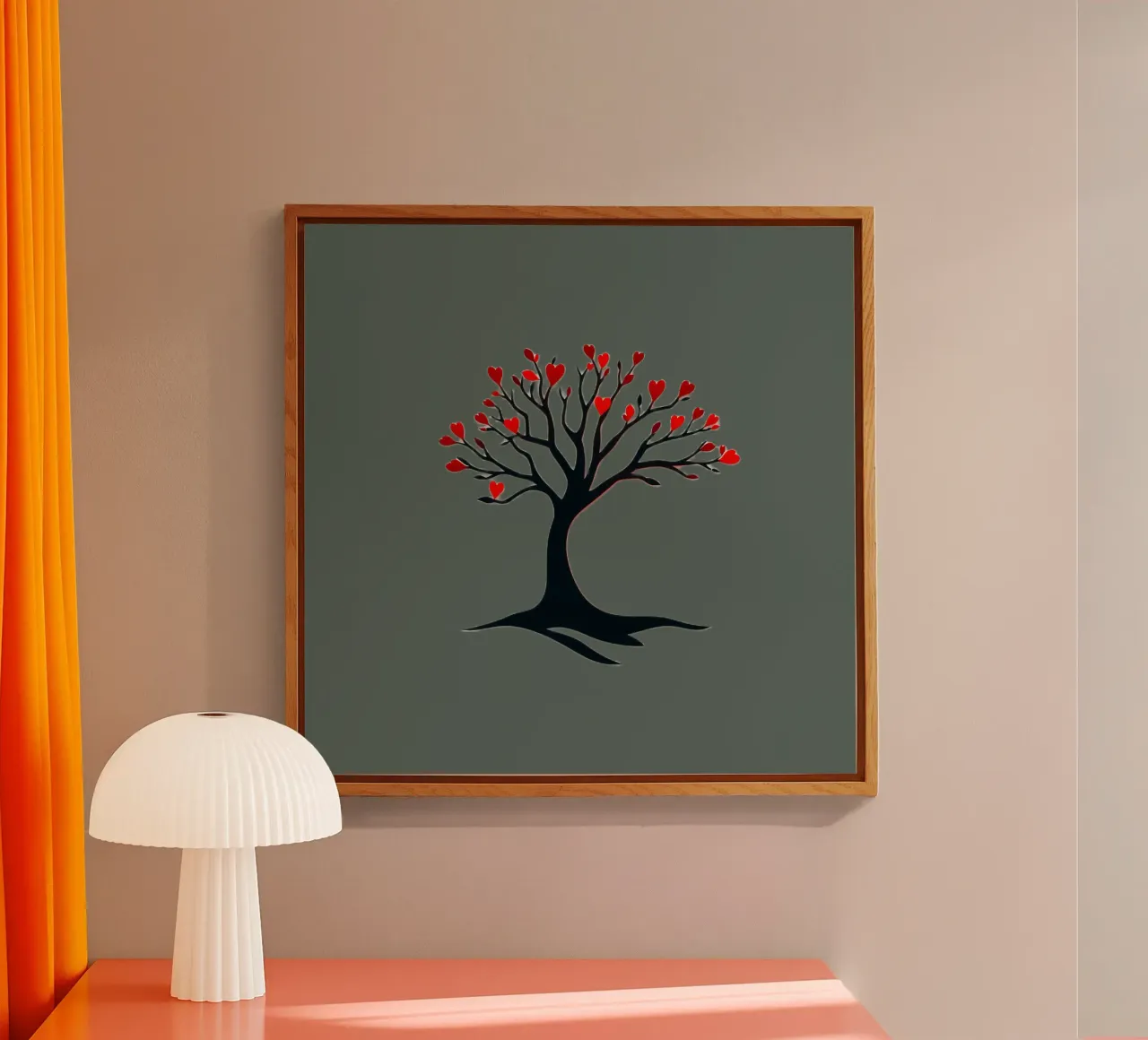 albero con foglie a forma di cuore che simboleggia amore e connessione plexiglass da DesignDoodle