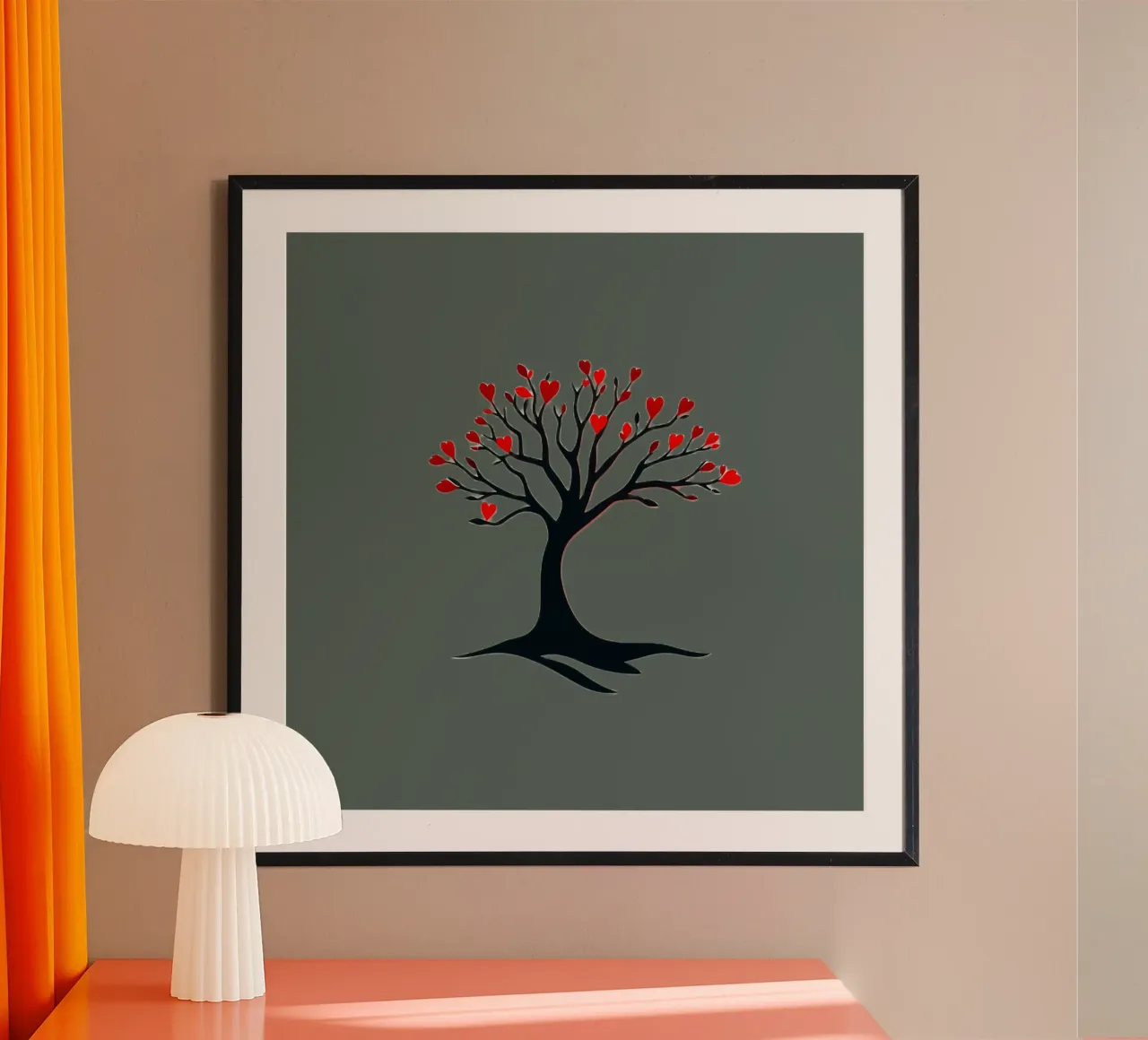 albero con foglie a forma di cuore che simboleggia amore e connessione carta hahnemühle da DesignDoodle