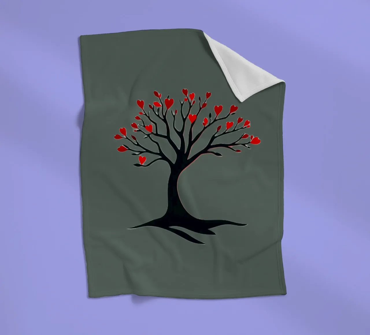 albero con foglie a forma di cuore che simboleggia amore e connessione coperta in pile da DesignDoodle
