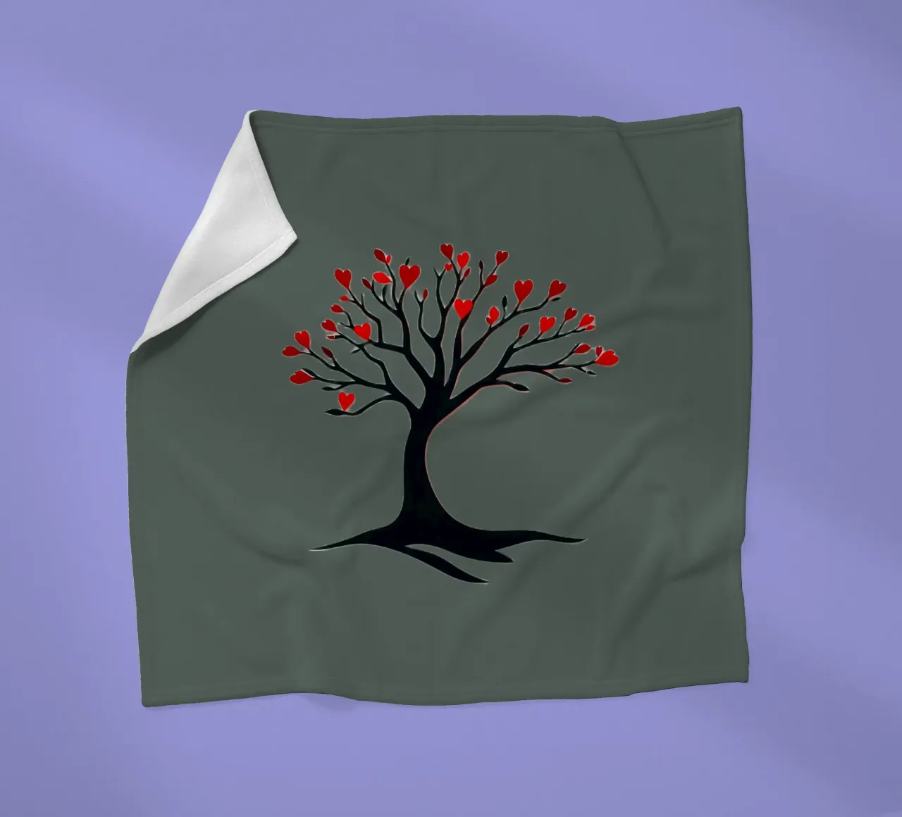 albero con foglie a forma di cuore che simboleggia amore e connessione coperta in pile da DesignDoodle