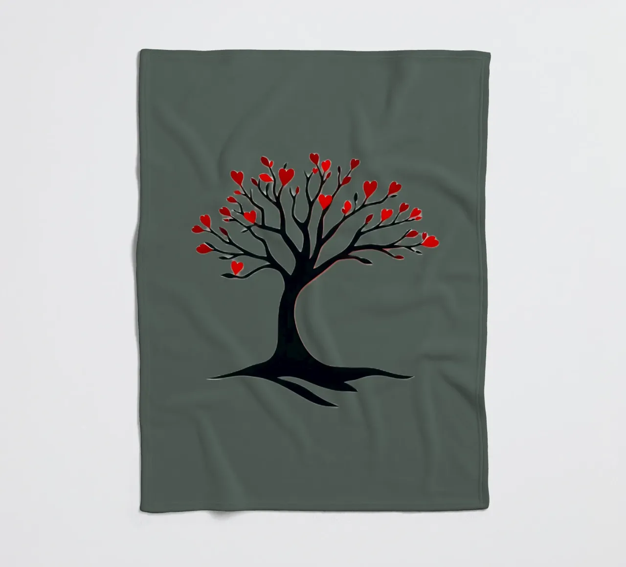 albero con foglie a forma di cuore che simboleggia amore e connessione coperta in pile da DesignDoodle