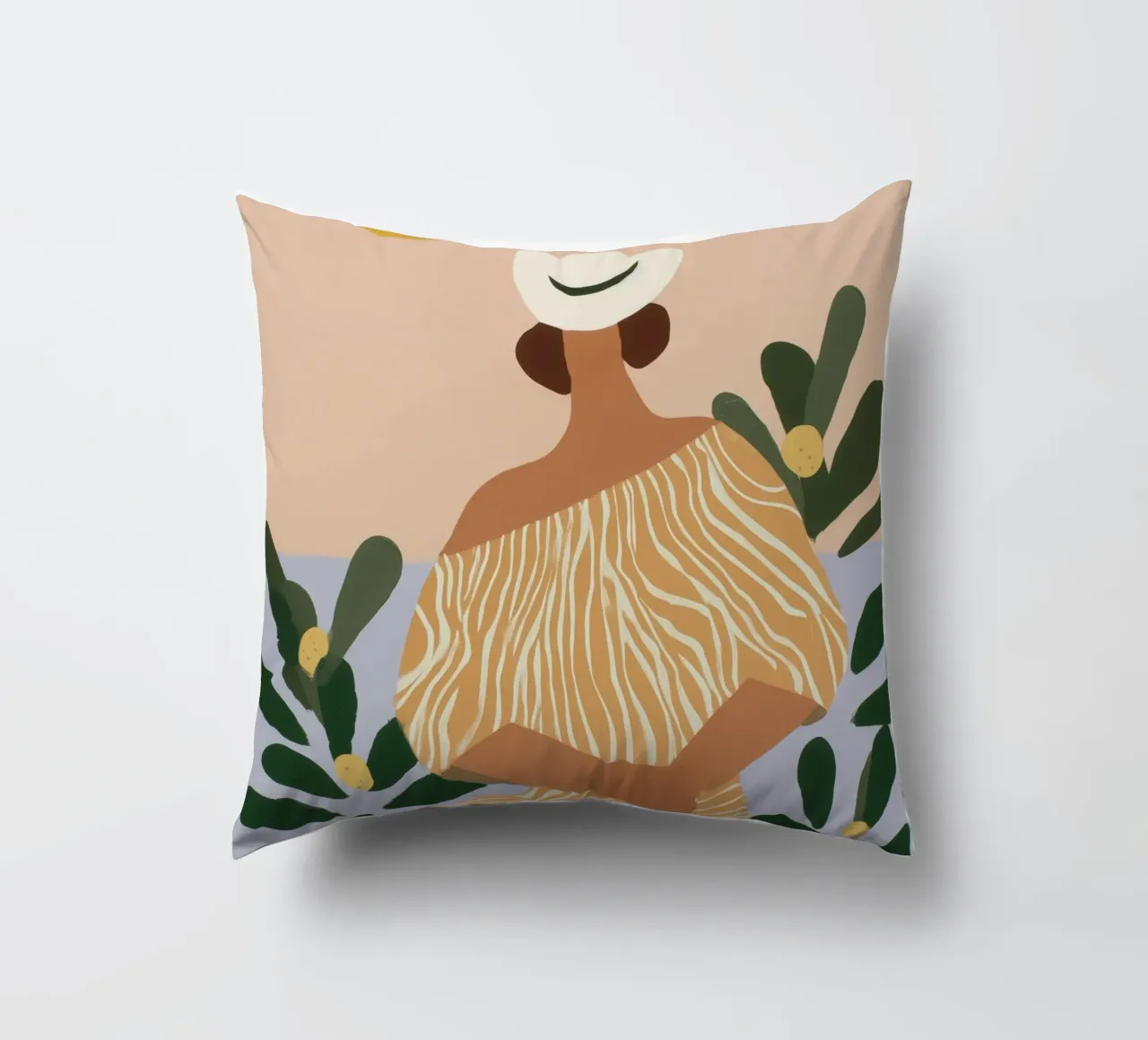 Hot Today | Naive Summer Painting decorative cushion by Autofocus