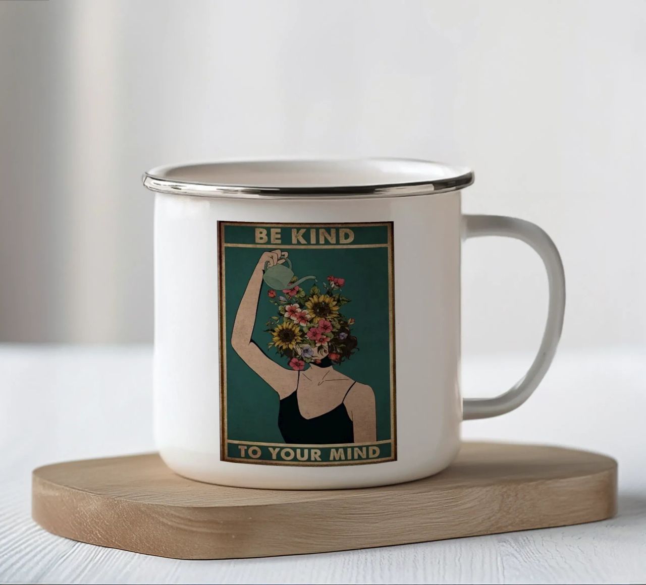 Soyez bienveillant avec votre esprit mug en émail de Witon name shop