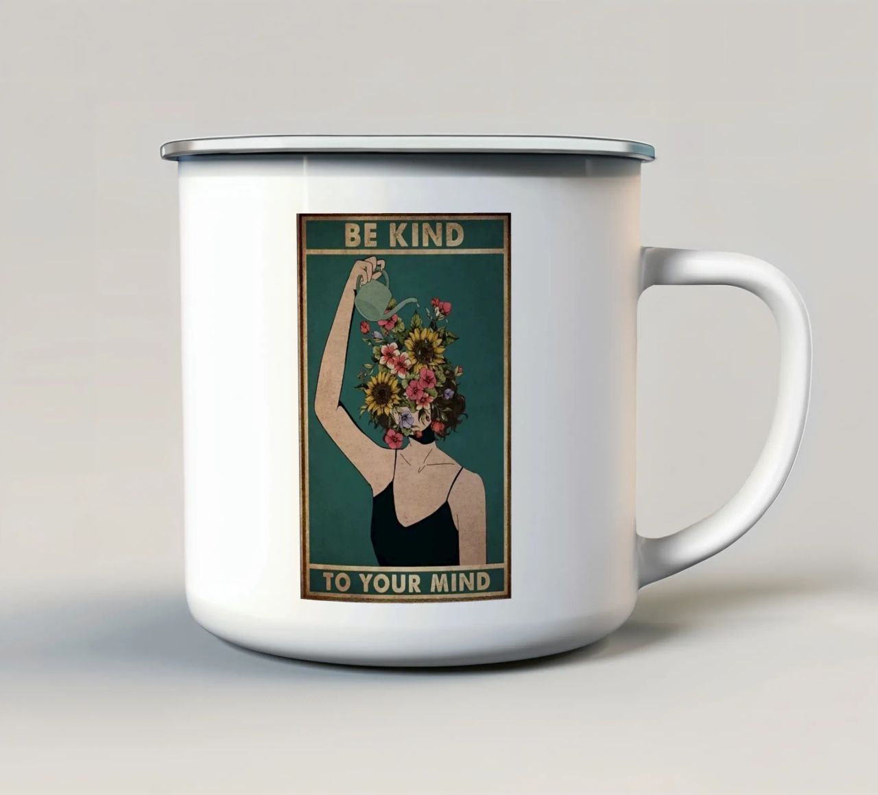 Soyez bienveillant avec votre esprit mug en émail de Witon name shop