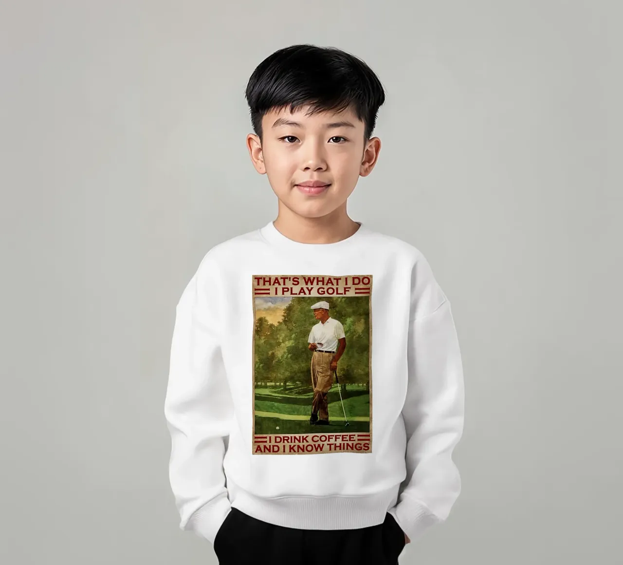 Ecco cosa faccio, gioco a golf e bevo caffè felpa bambino da khanrosie