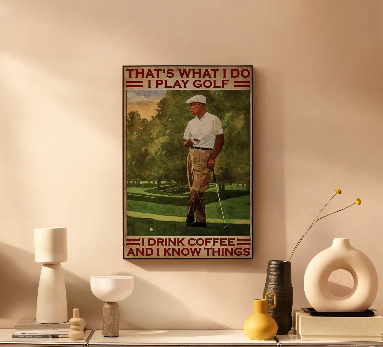 Ecco cosa faccio, gioco a golf e bevo caffè alluminio dibond da khanrosie