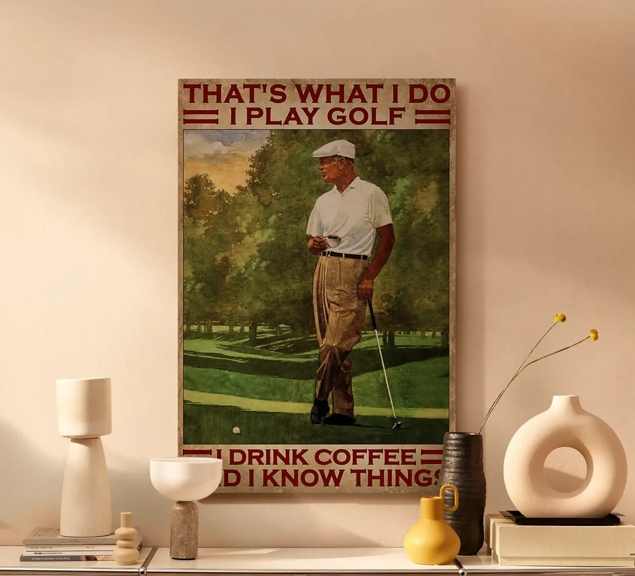 Ecco cosa faccio, gioco a golf e bevo caffè alluminio dibond da khanrosie