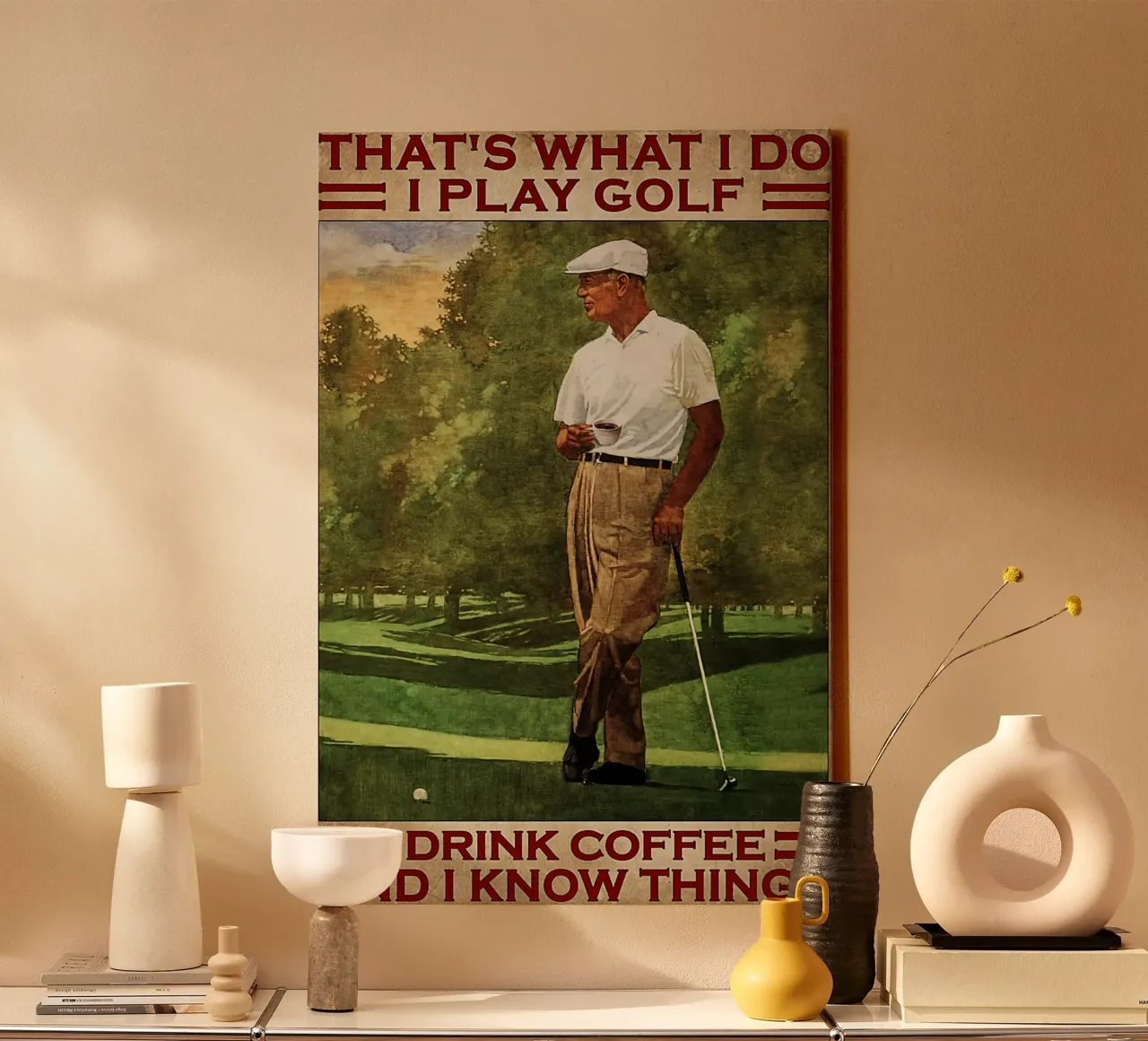 That's What I Do I Play Golf I Drink Coffee canvas by khanrosie