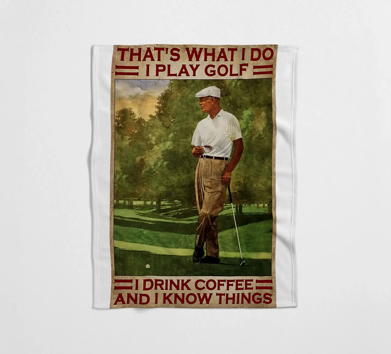 That's What I Do I Play Golf I Drink Coffee fleece blanket by khanrosie
