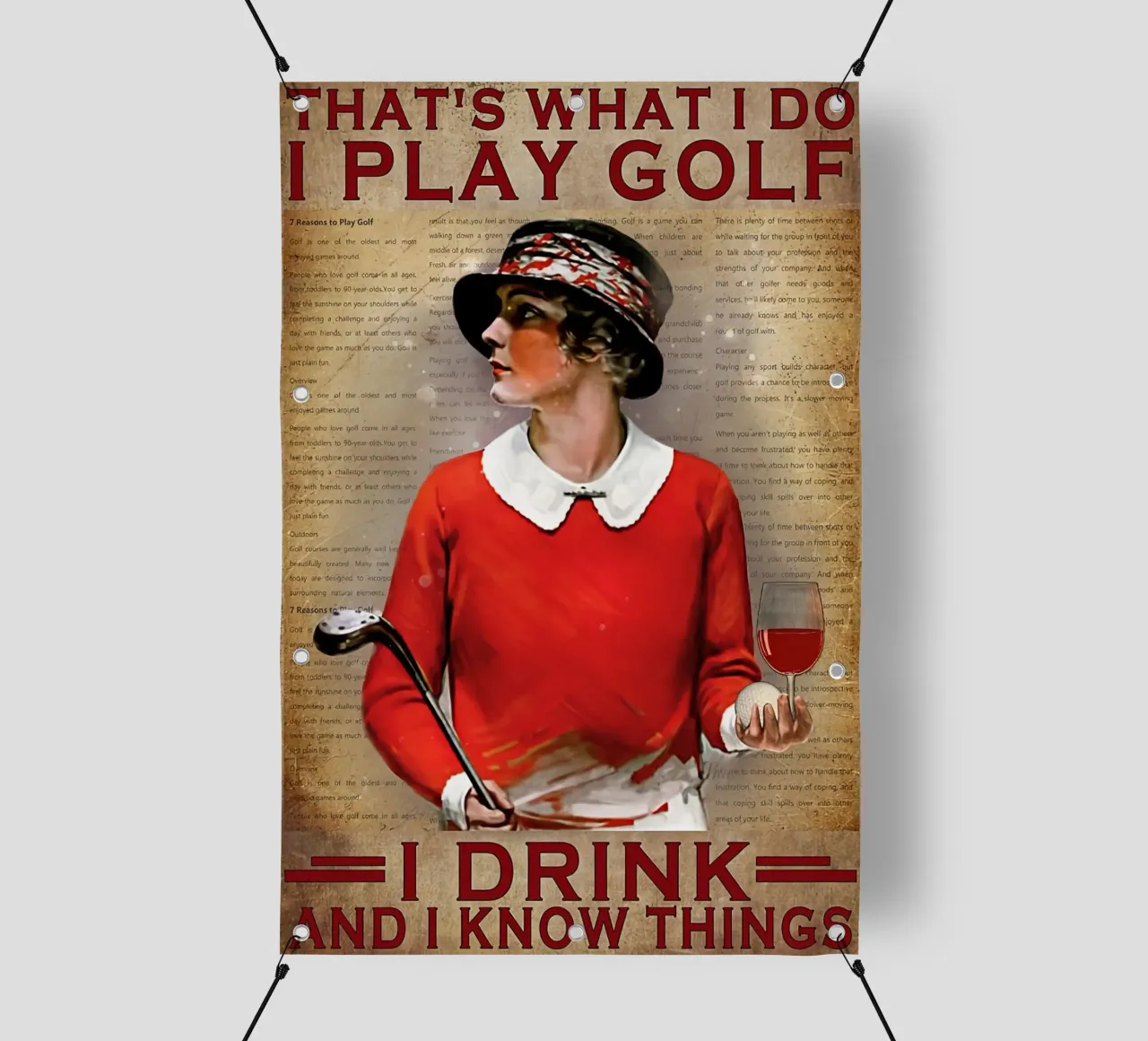 Questo è ciò che faccio, gioco a golf e bevo vino. telo in pvc da khanrosie