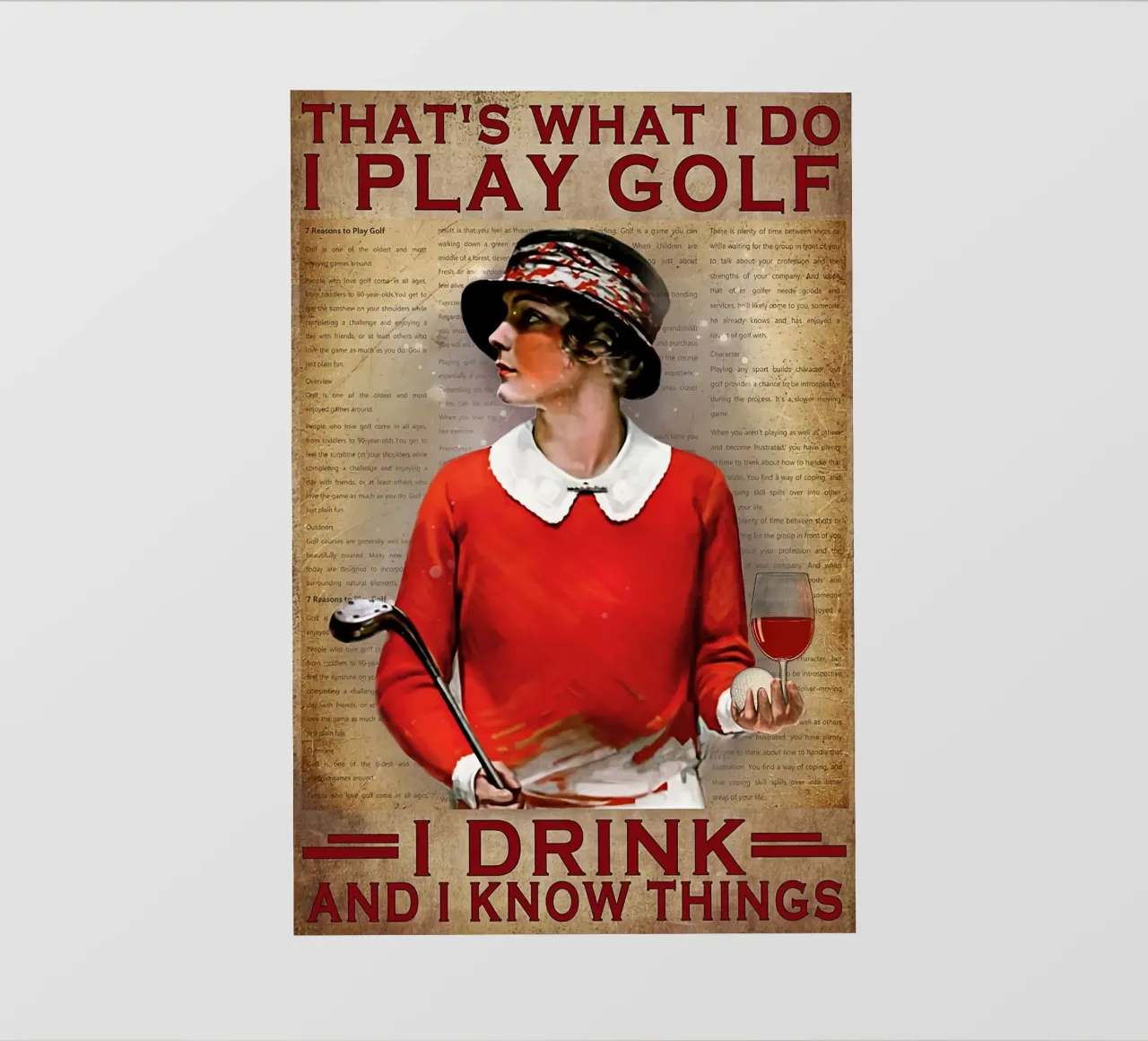 Questo è ciò che faccio, gioco a golf e bevo vino. telo in pvc da khanrosie