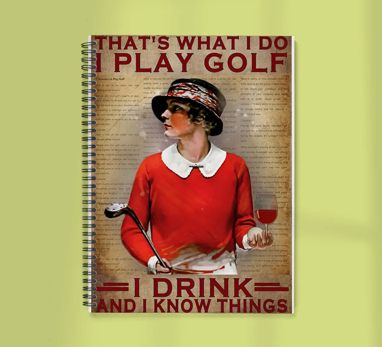 das ist es, was ich tue, ich spiele Golf und trinke Wein Ringbuch von khanrosie
