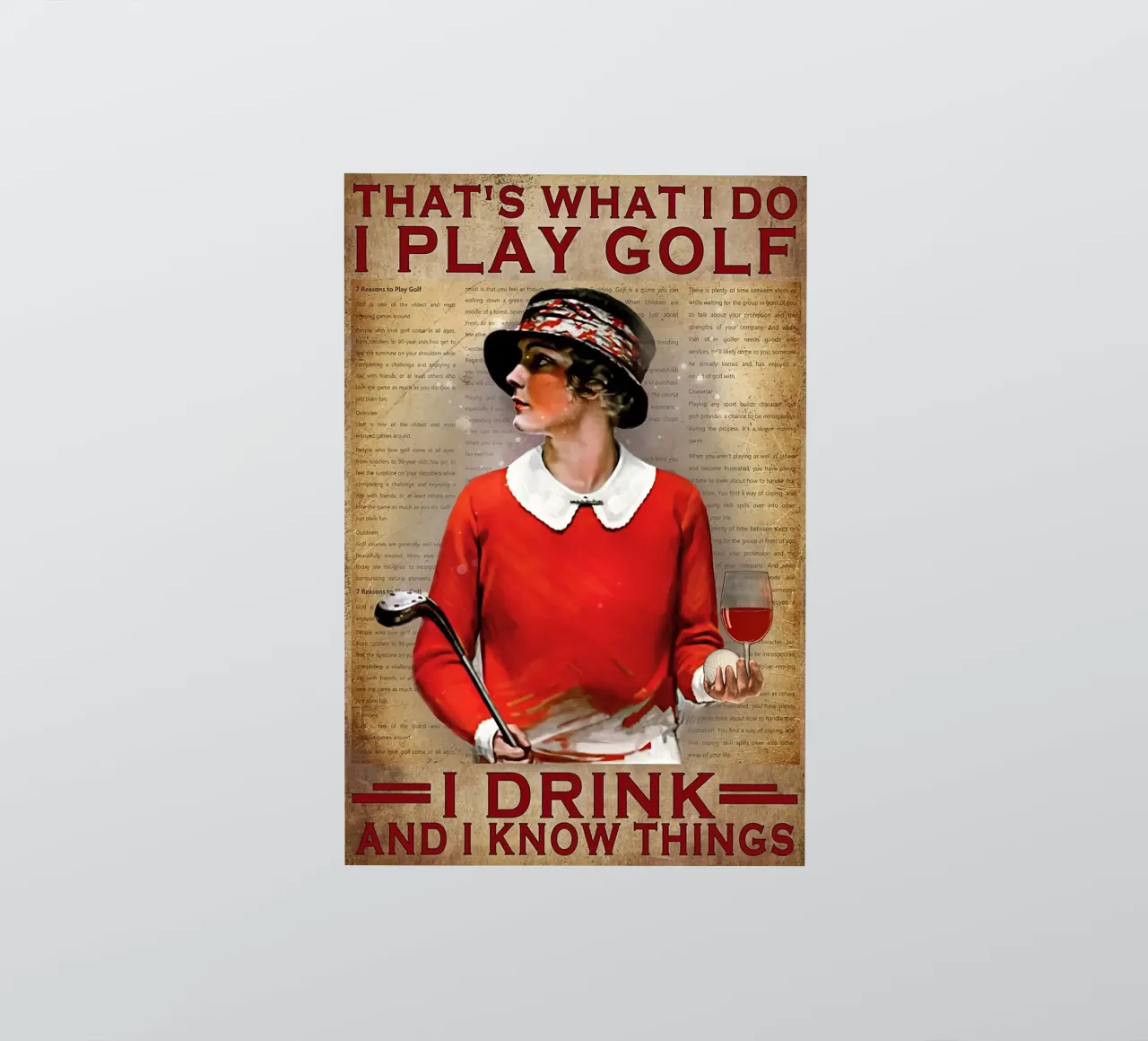 thats what i do i play golf i drink wine sticker by khanrosie