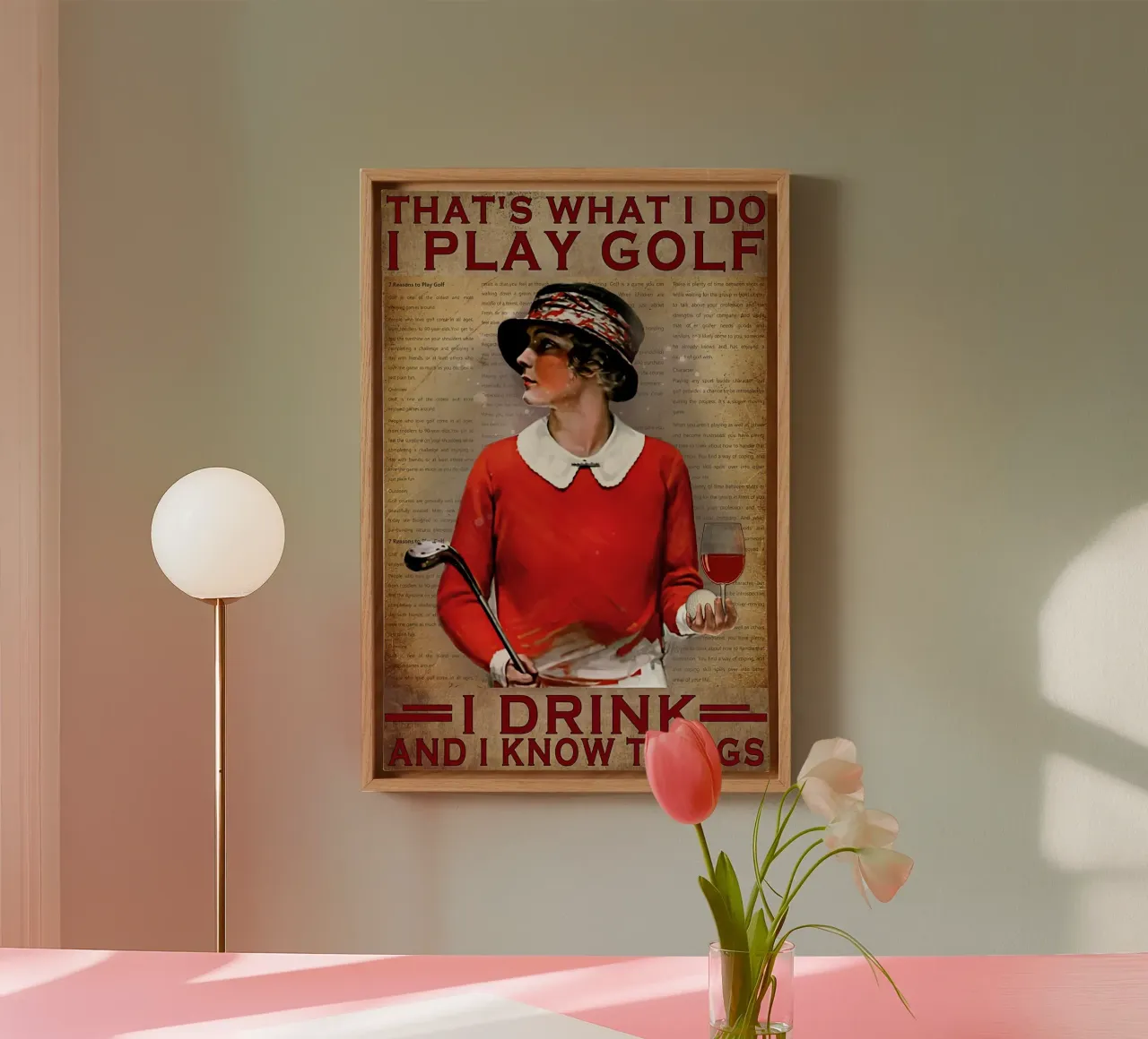 thats what i do i play golf i drink wine canvas by khanrosie