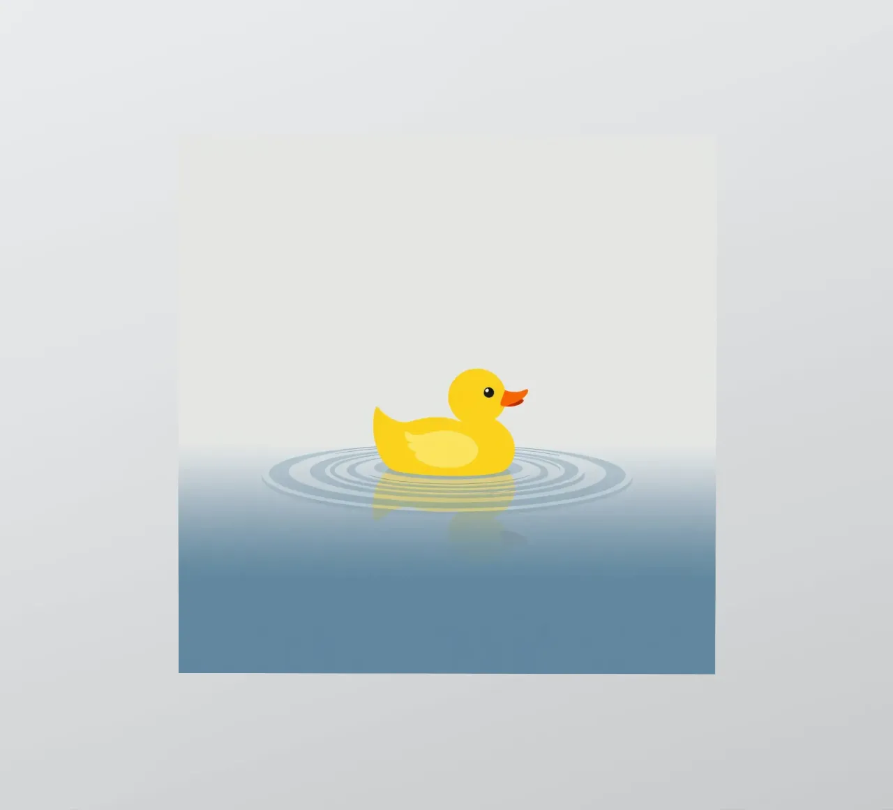 Un joyeux canard jaune flotte sereinement sur des eaux calmes et bleues. autocollant de DesignDoodle