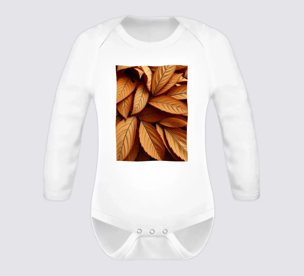 Golden autumn leaves scattered on the ground long-sleeve baby romper by DesignDoodle