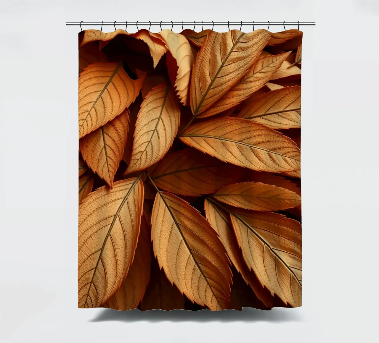 Golden autumn leaves scattered on the ground shower curtain by DesignDoodle