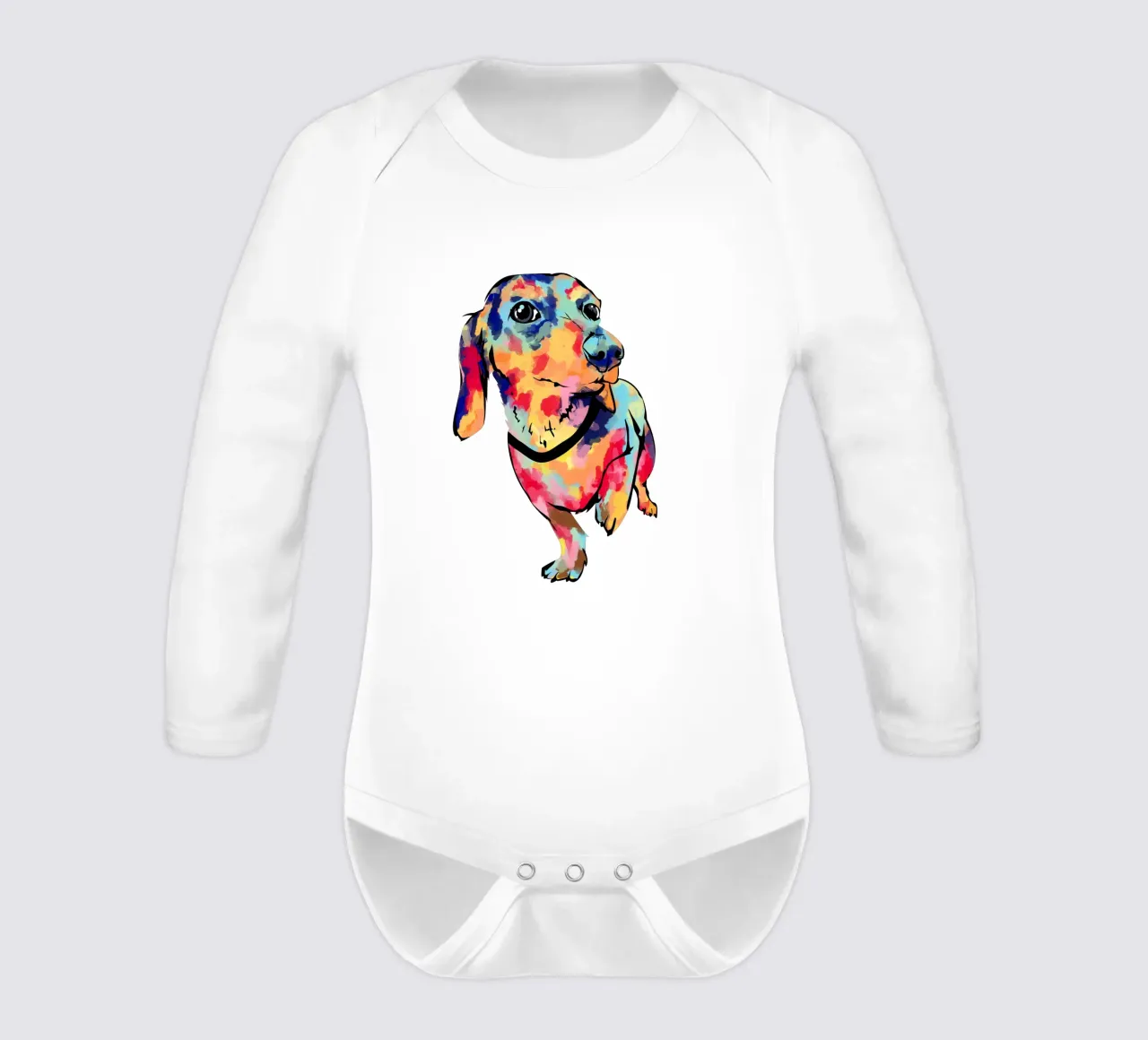 Regenbogen-Welpe Langarm Babybody von Kintsugi99