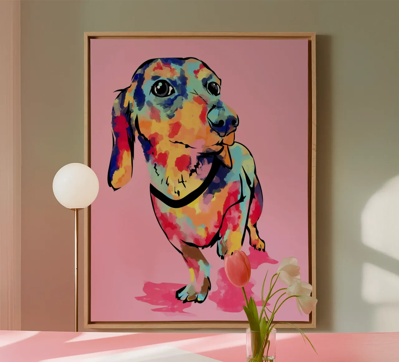 Regenboog Pup canvas met Baklijst van Kintsugi99