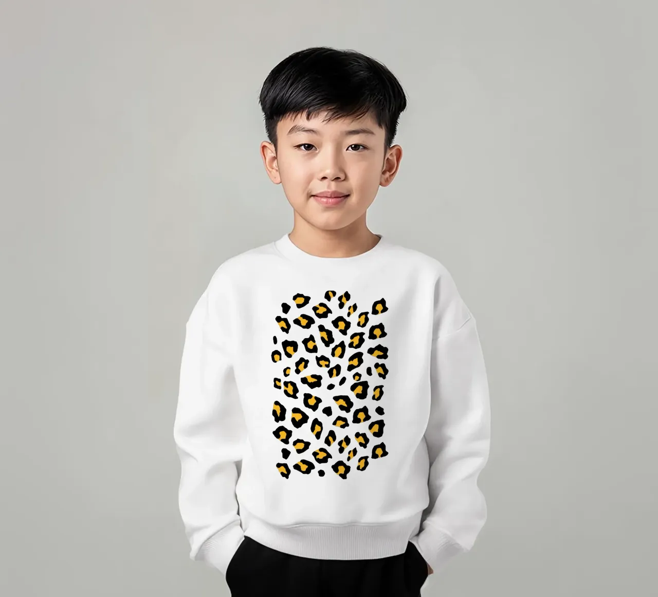 Stampa leopardo Giallo senape felpa bambino da SilverPegasus