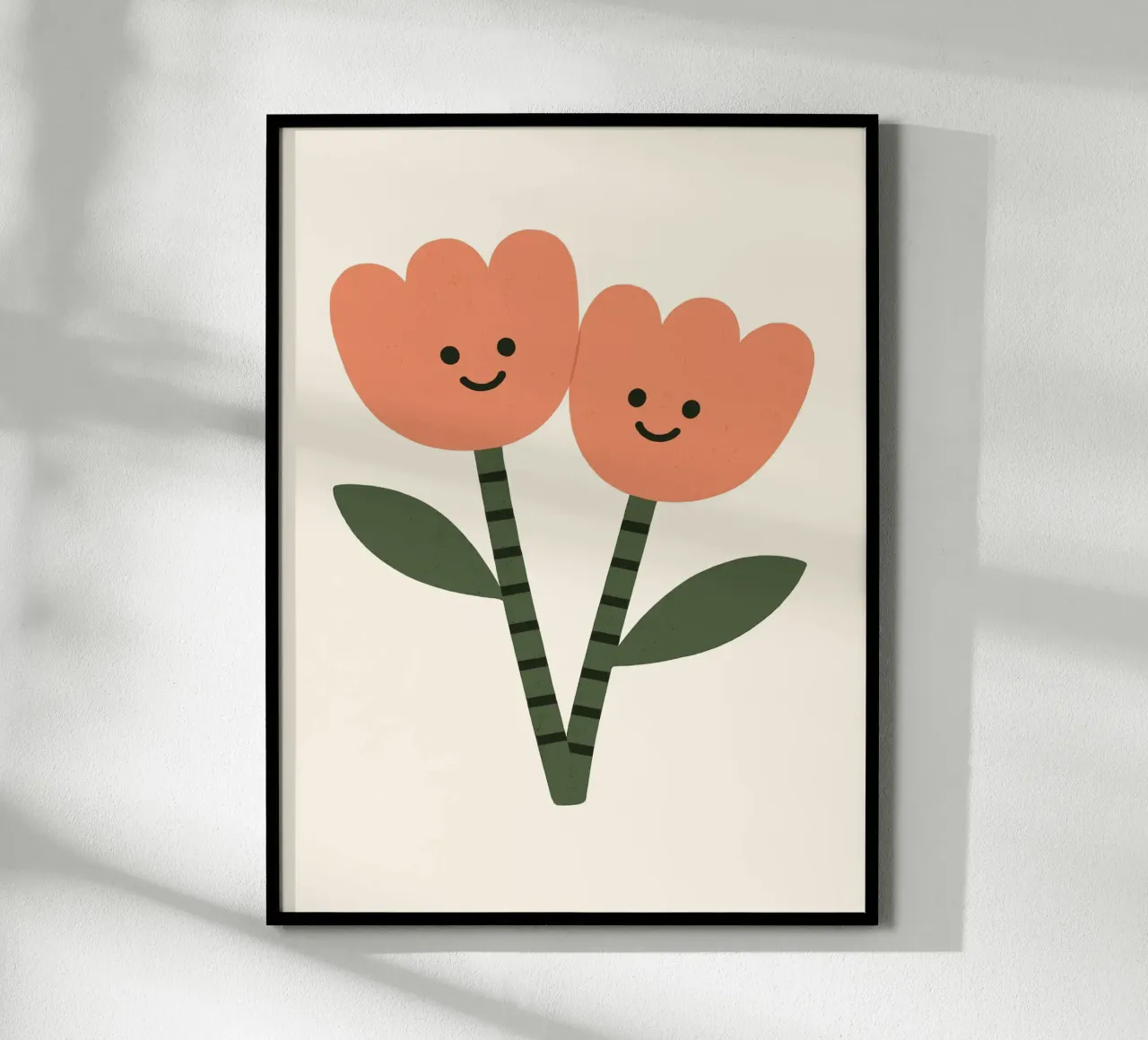 Happy Tulips poster con telaio in plastica da treechild