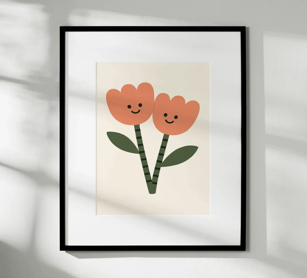 Happy Tulips poster con telaio in plastica da treechild