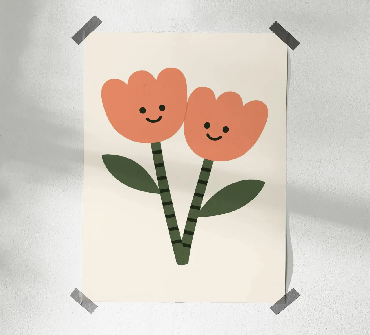 Happy Tulips poster con telaio in plastica da treechild