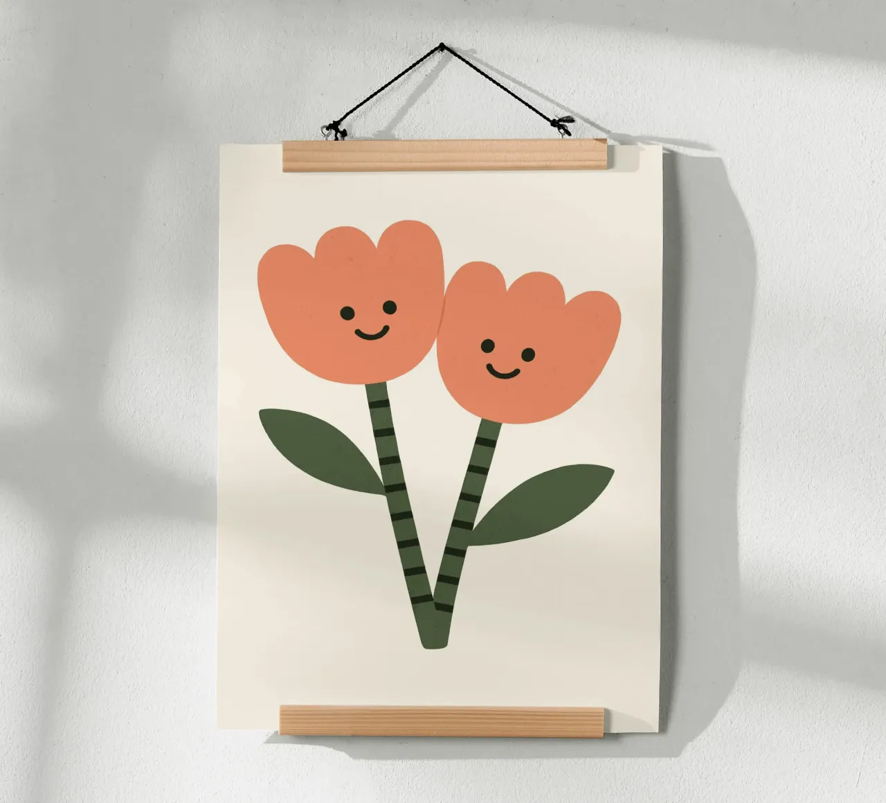 Happy Tulips poster con telaio in plastica da treechild