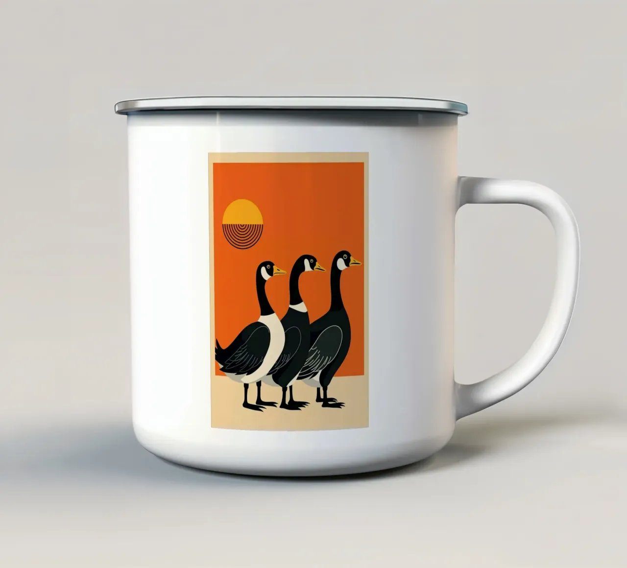 geese birds sunset sun silhouette nature enamel mug by Dale Edward YoungJr