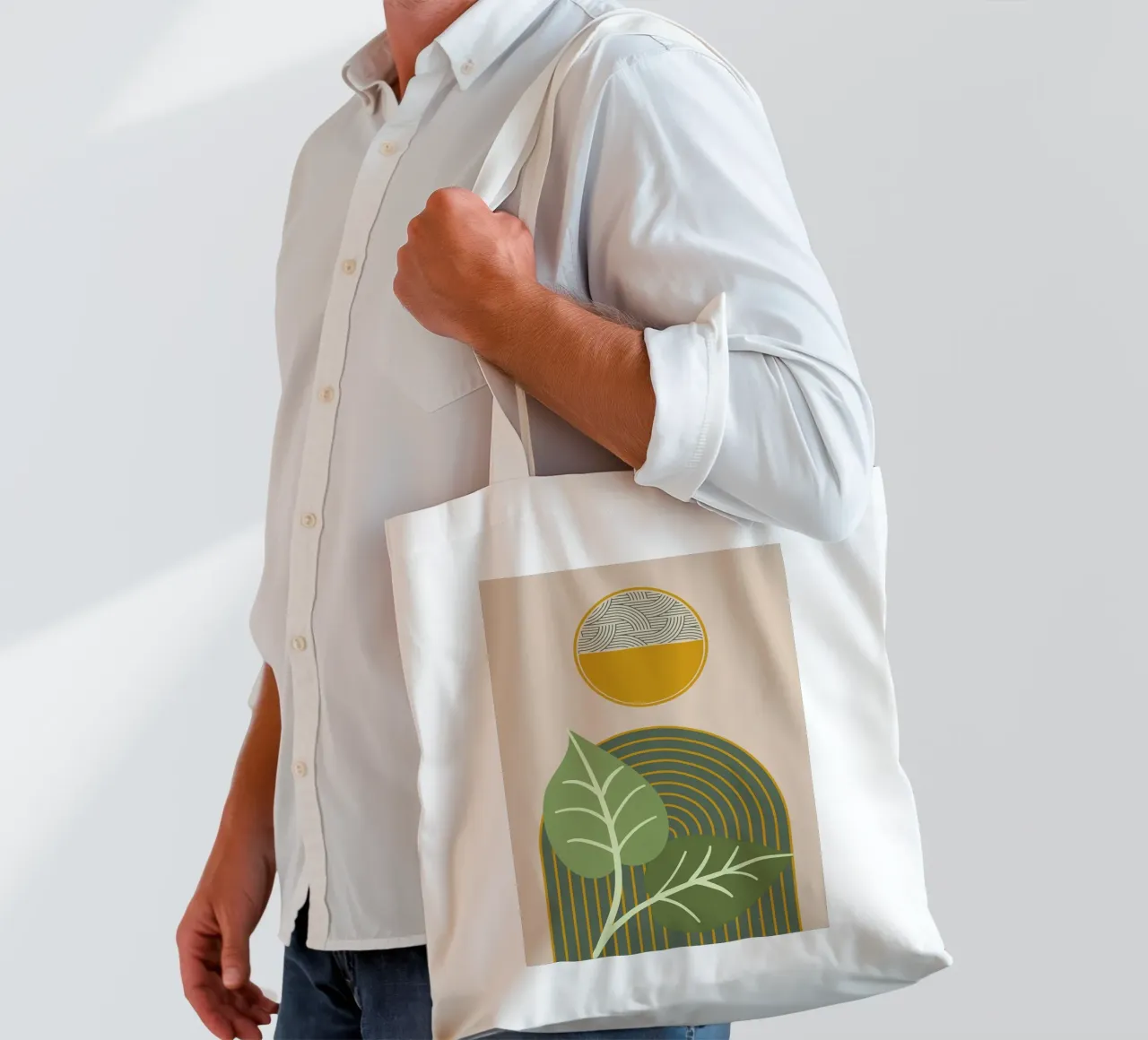foglie cerchio modelli archi colore verde borsa in juta da Dale Edward YoungJr